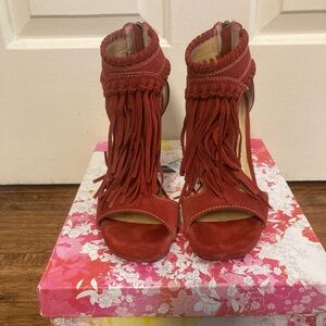 Chinese Laundry Red Fringe Heels